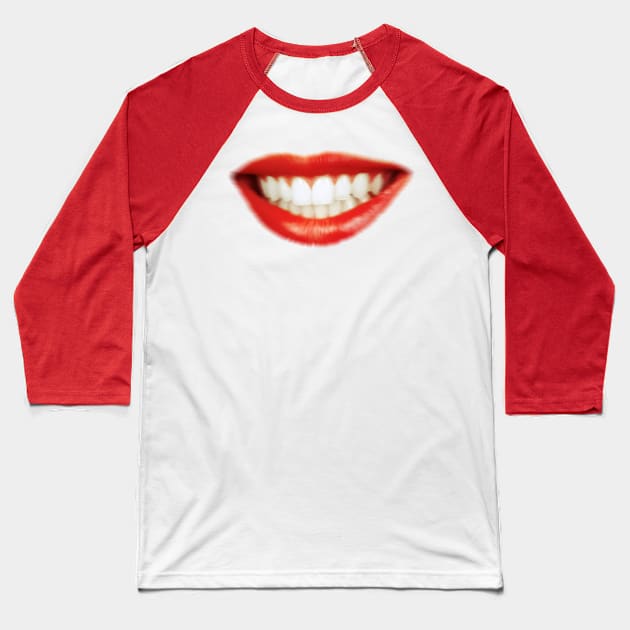 Red lips Baseball T-Shirt by melcu